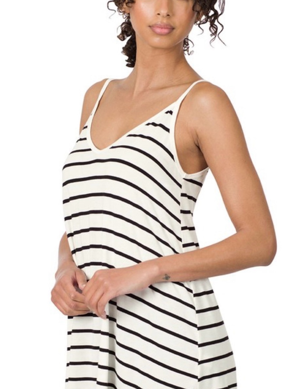 Reversible V-Neck and Scoop neck  Tank  in Cream and Black